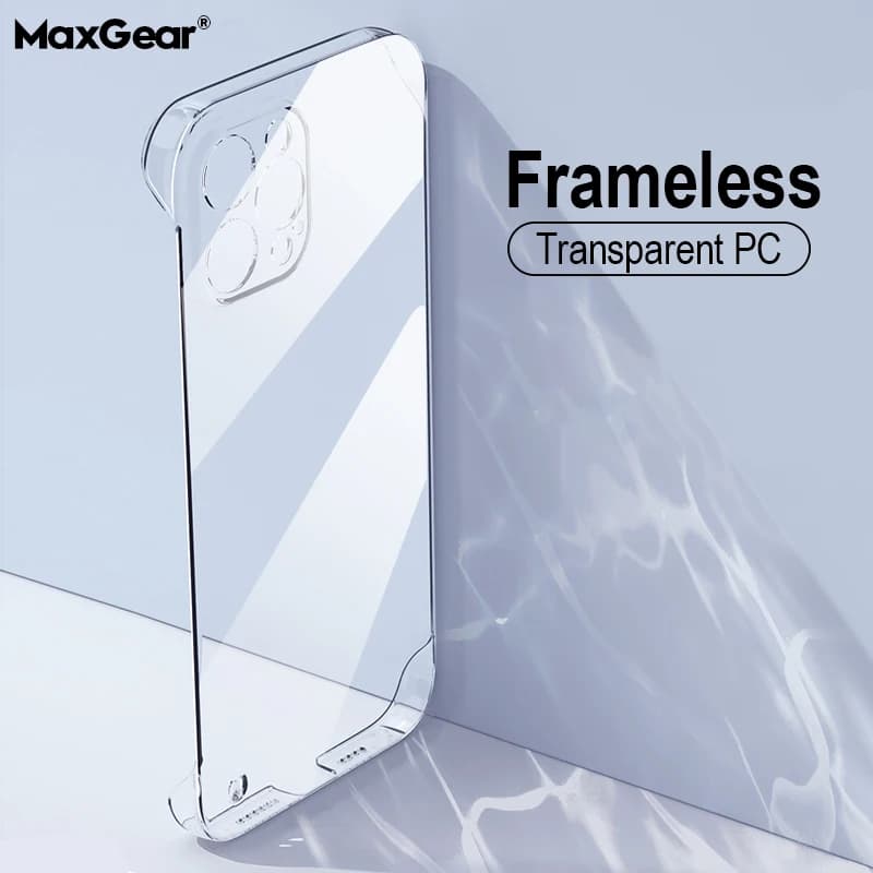 Ultradünne, rahmenlose, klare Hülle für iPhone 16, 15, 14, 13, 12, 11 Pro X XR XS Max Plus, schlanke, harte, stoßfeste Stoßstange, transparente Abdeckung