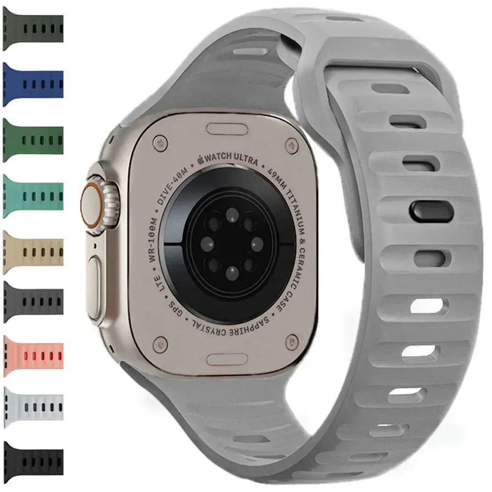 Sportbänder für Apple Watch Ultra Wide, weiche Silikon-Armbänder, wasserdichter Riemen für Herren für iWatch Serie 11/10/9/8/7/6/5/4/3/2/1SE