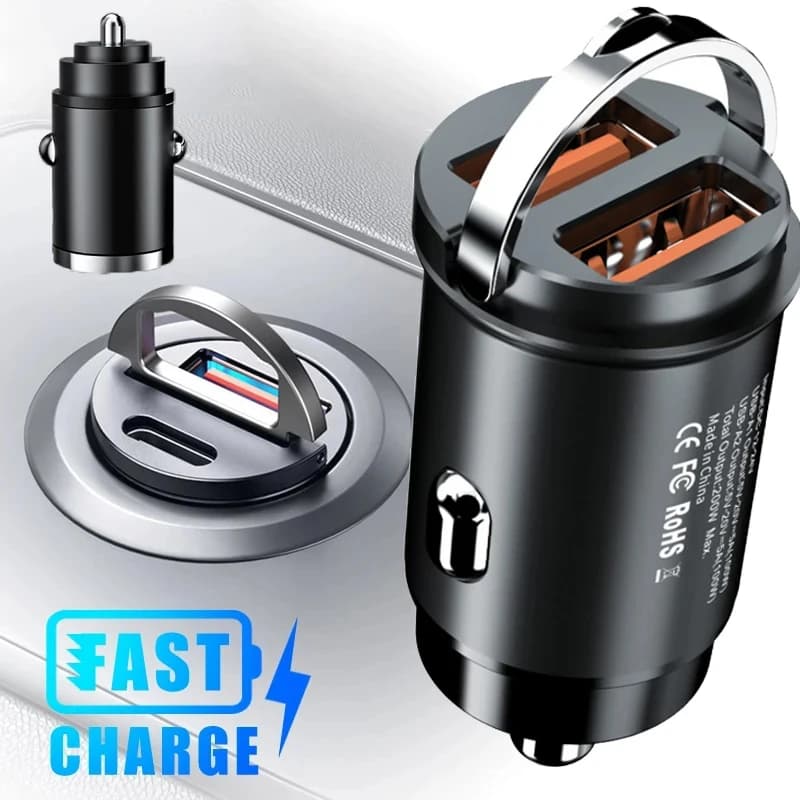 PD 30 W USB-Autoladegerät, Schnellladung 3.0 Typ C, 2 Ports, Schnellladung, Telefonadapter, Auto-Adapter, Buchse, Zigaretten, Feuerzeuge, Ladegerät