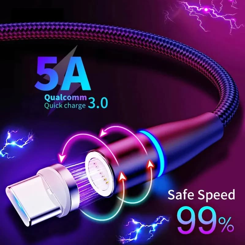 5A Superschnelles magnetisierendes Datenkabel 3-in-1 Multifunktions-Handy-Ladekabel für iPhone Android Huawei Typec Leuchtend