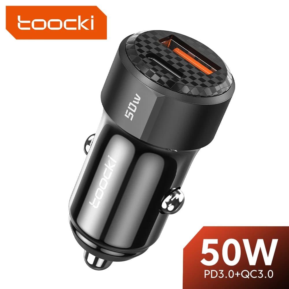 Toocki 50W USB C Autoladegerät Typ C PD20W QC3.0 Autotelefon-Ladegerät Schnellladung für iPhone Samsung Xiaomi Huawei