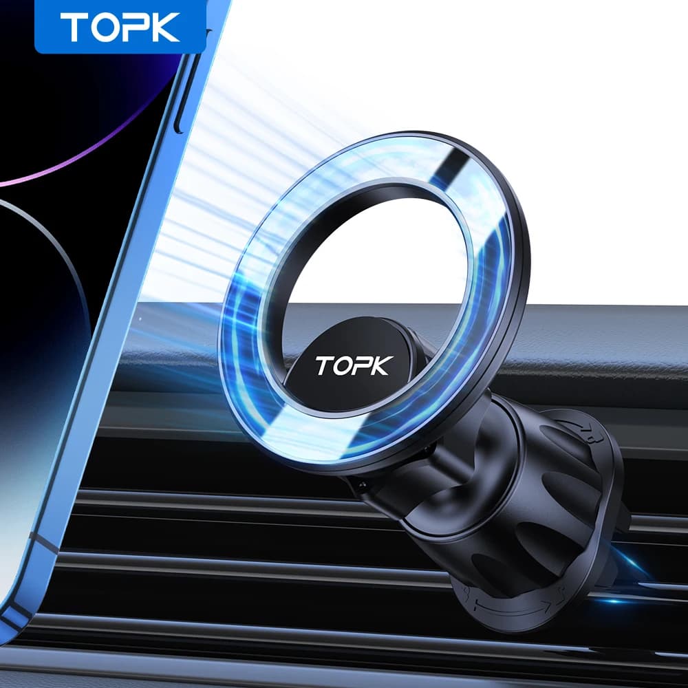 TOPK für Magsafe Autotelefonhalter, magnetische Handyhalterung für Lüftungsschlitze im Auto 360° °   Rotationstelefonhalter für alle Mobiltelefone