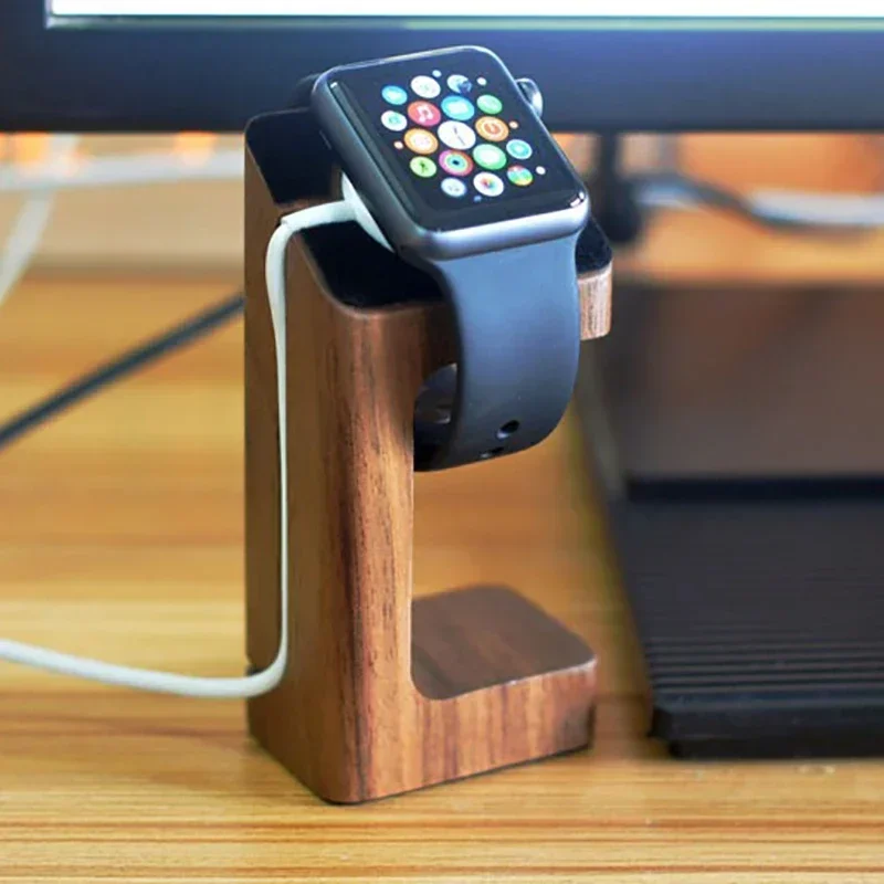 Holz Apple Watch Ladegerät Ständer Smartwatch Desktop Halter Ladestation Armbanduhr Basis Original Apple Halterung Zubehör