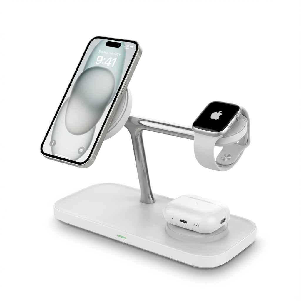 3-in-1 Kabellose Ladestation für iPhone, Apple Watch & AirPods – Faltbar, 15W