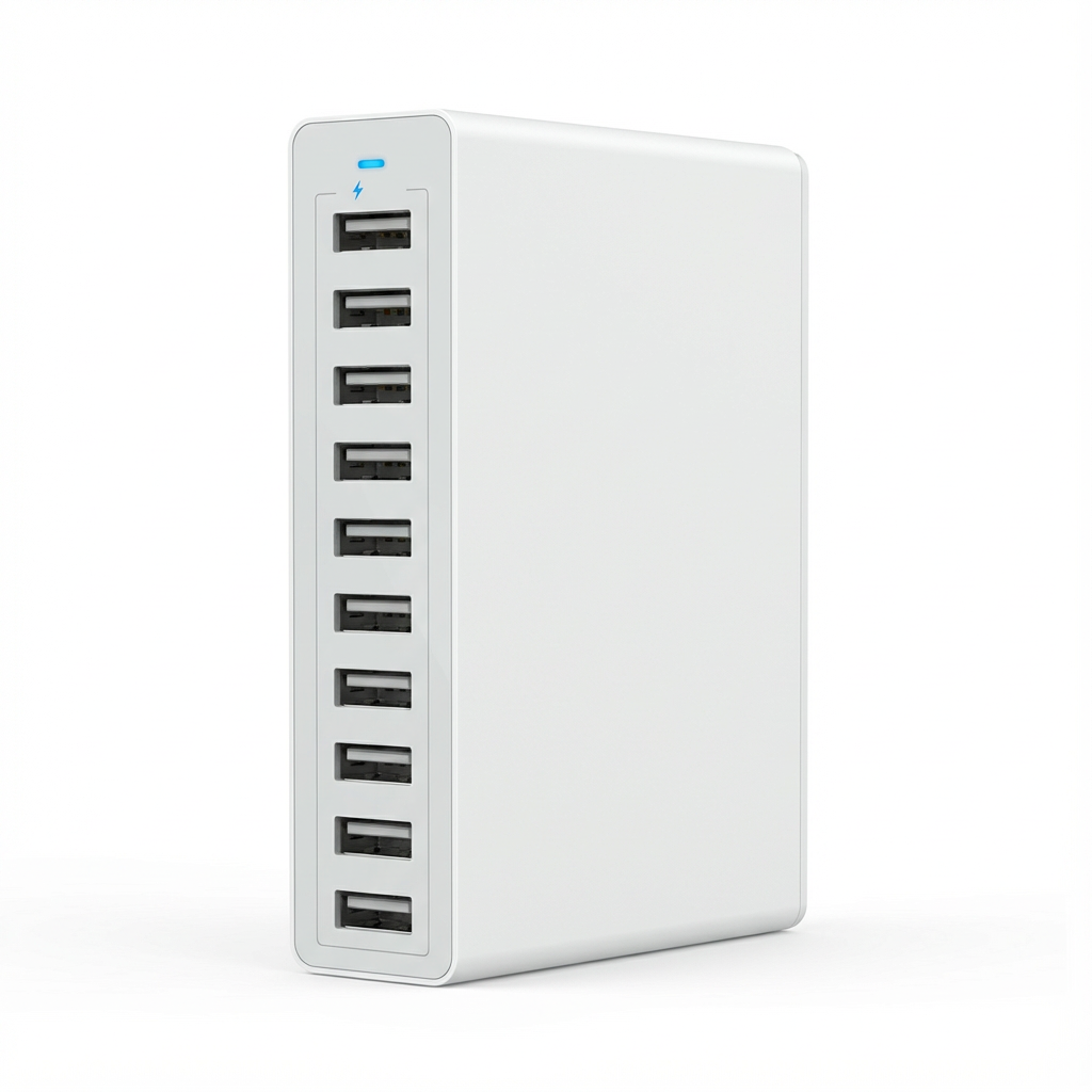 USB-Ladestation mit 10 Ports und 60 W Gesamtleistung – kompakter Multi-USB-Ladehub für Zuhause und Büro