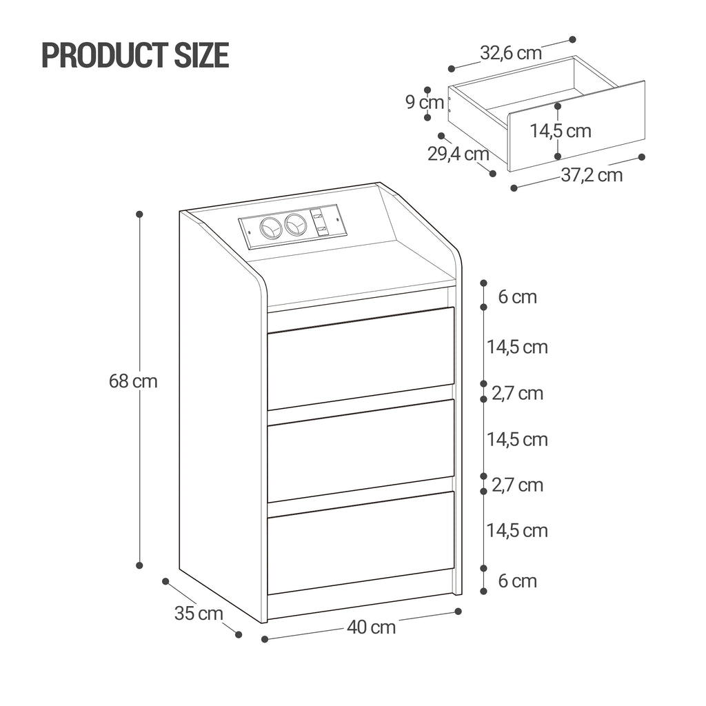 LED Nachtkommode mit 26 Farben – Moderner Smart Nachttisch mit Schublade