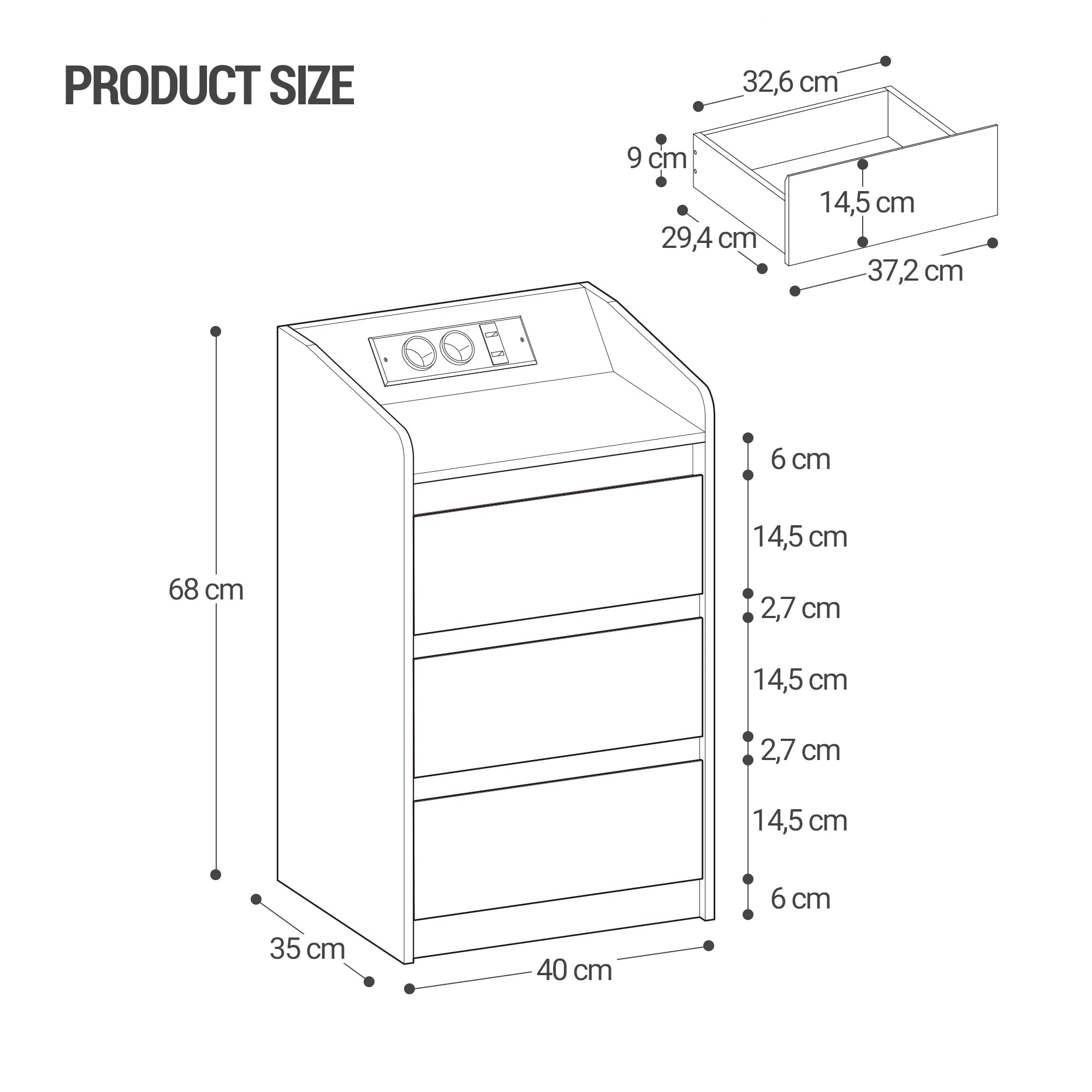 LED Nachtkommode mit 26 Farben – Moderner Smart Nachttisch mit Schublade